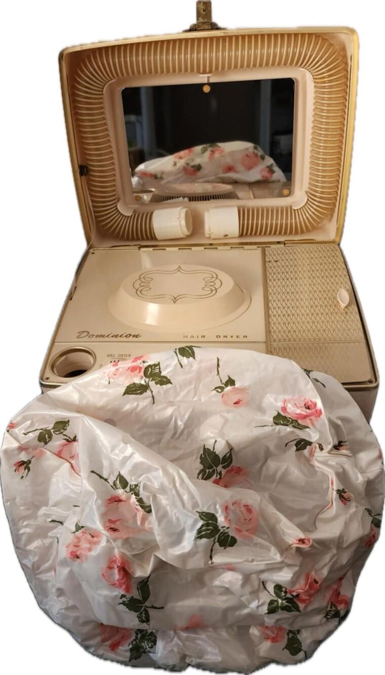 Vintage Dominion Bonnet Hair Dryer Nail Dryer Portable Case 1950s-1960s Works!